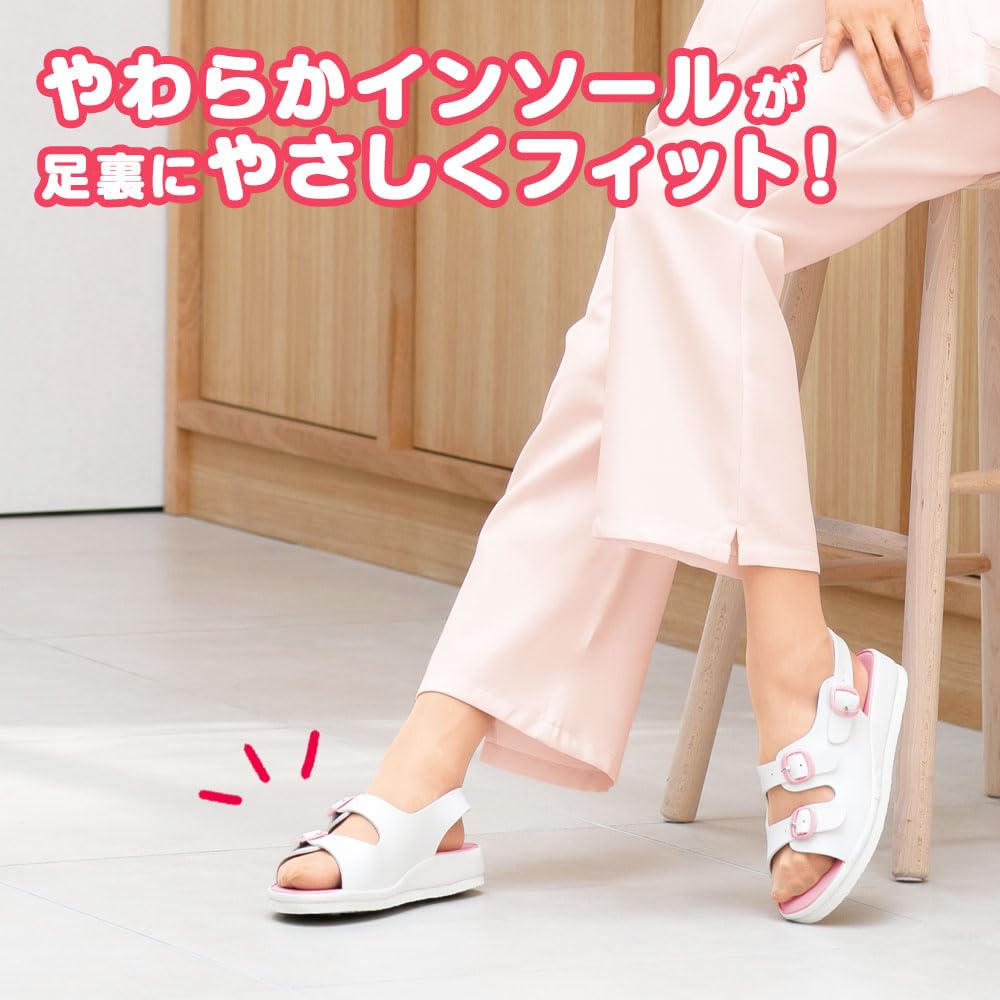 Nursery Shock-Absorbing Wide Nurse Sandals NEW Medical Nursing Lightweight Soft [5 Colors Available] LL N Black 8047406A