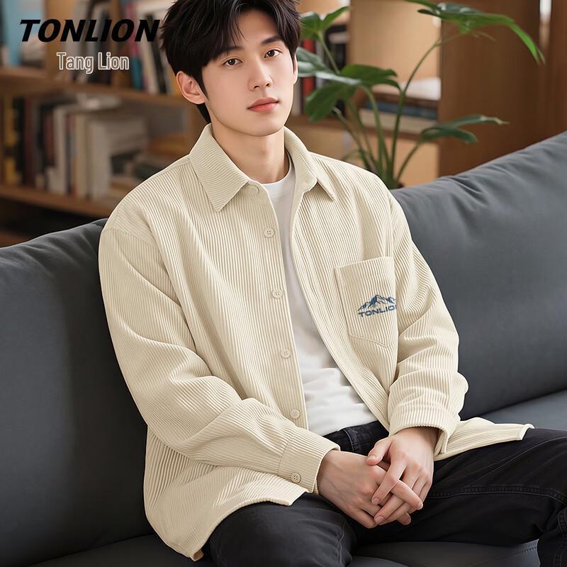 Мужская вельветовая рубашка с длинным рукавом TonLion, плотная 4XL