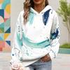Women Plus Size Abstract Printed Long Sleeve Drawstring Hoodie Kangaroo Pocket Pullover