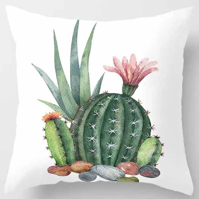 Housse De Coussin Carrée Imprimée Cactus Botanique, Taie D'oreiller Pour Canapé, Voiture, Chambre À Coucher, Décoration De Maison
