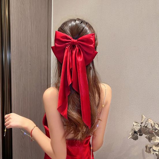 Rutschfest Eng Elegant Exquisit Federklemme Chinesischer Stil Große Schleife Band Dekoration Feder Haarspange Haaraccessoires