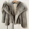 European and American winter new imitation fur coat women's clothing imitation fox hair short fashion striped large lapel coat