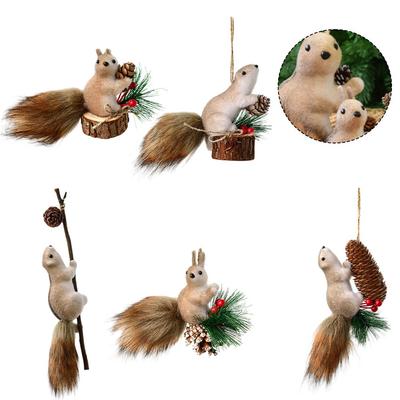Hängende Baumdekorationen Set aus 5 Ornamenten Eichhörnchen Weihnachtsornamente