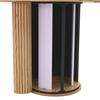 Round MDF Dining Table, 100 Cm, 4-6 People, Light Wood Look 4-Piece Top, Cylindrical Pedestal