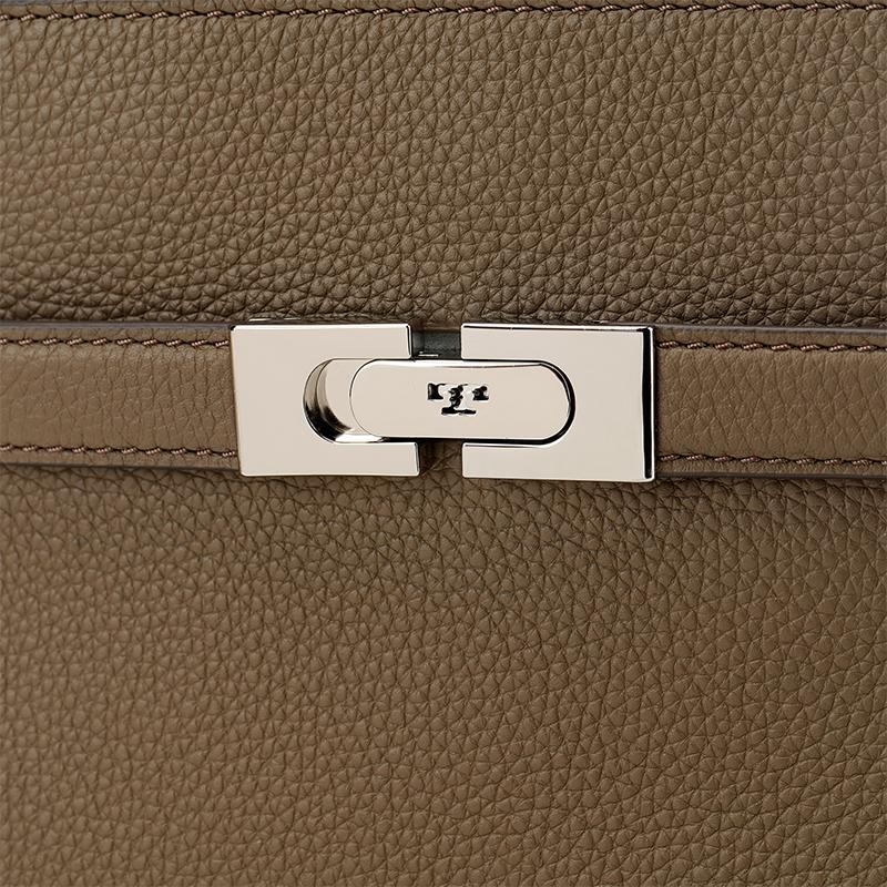 Tory Burch Lee Radziwill Signature Key Lock Charm Crossbody Shoulder Handbag Mini Women Handbags Mushroom-Gray 158717-250