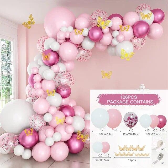 Pink Macaron Balloon Garland Arch Kit Wedding Birthday Party Decor Kids Baby Shower Latex Ballon Chain Wedding Party Baloon