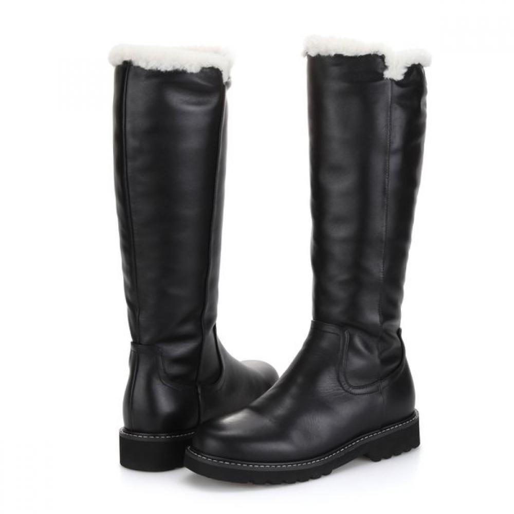Barbara 3cm Fur Leather Long Boots Bbf861bk