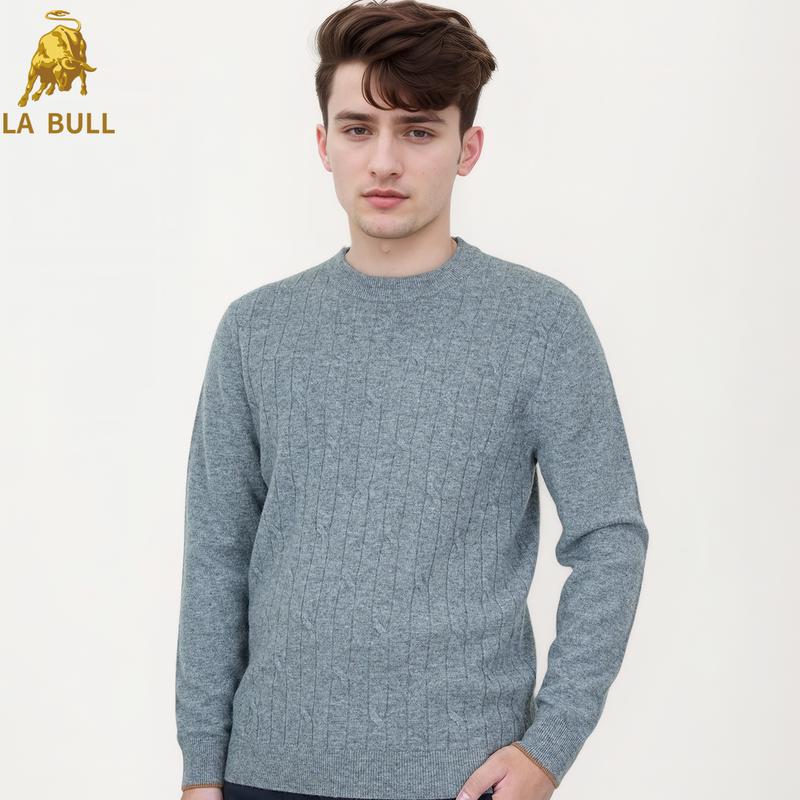 

LA BULL Men s 99.9% Wool Crew Neck Sweater XL