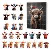 Christmas Advent Calendar 24 Days Highland Cow Ornaments 2D Acrylic Cute Animal Christmas Tree Decorations Xmas Countdown Gifts
