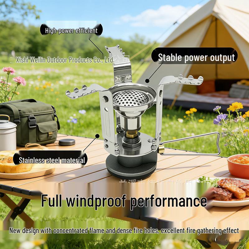 Portable Pocket Gas Stove: Integrated Mini Burner for Outdoor Picnics and Camping