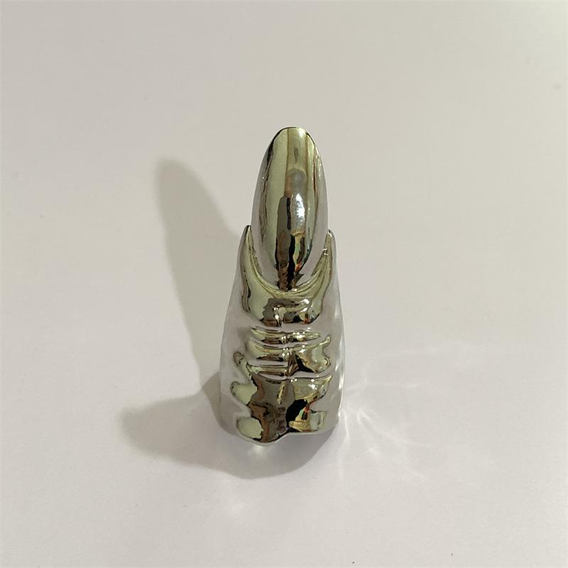 Punk Metallic Claw Nail Rings Irregular Gothic Long Finger Tip Rings For Women Men Alternative Party Rings Accessories
