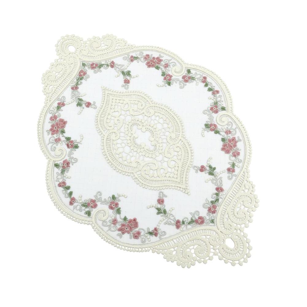 European Style Lace Embroidered Coaster Oval Coffee Drink Pad Dining Table Cover  for Home Decor