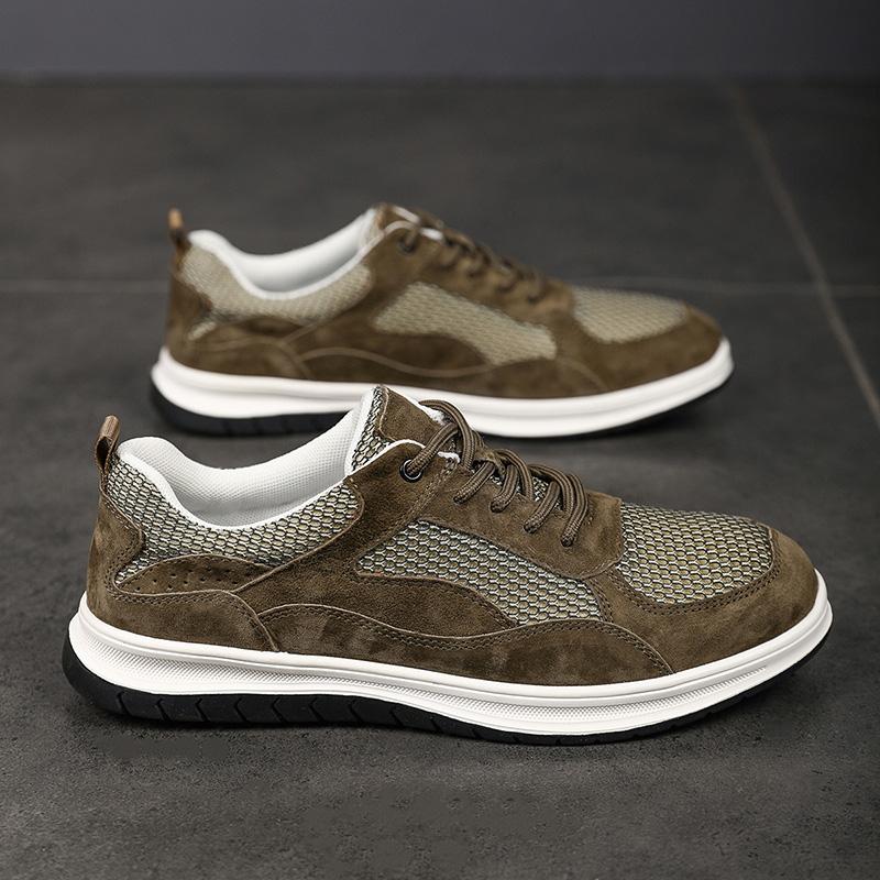 

Модные универсальные мужские повседневные туфли на шнуровке, мужские лоферы ручной работы, мужская вулканизированная обувь класса люкс, дышащая сетчатая ткань, спортивная обувь 44 хаки