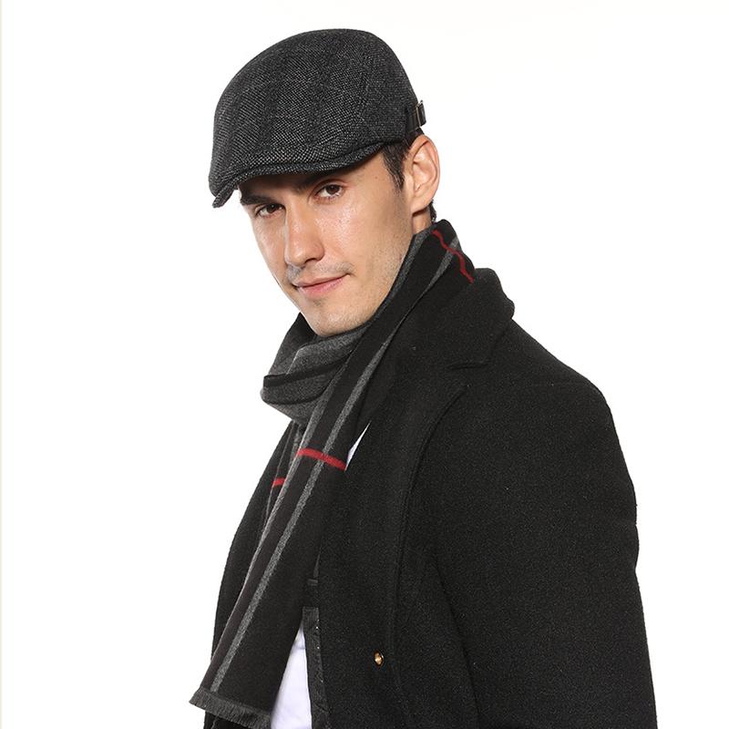 Winter Warm Retro BritishStyle Octagonal Hat Newsboy Cap,Men Solid Color Snowflake Wheat Texture Plaid Driving Cap for Gathering