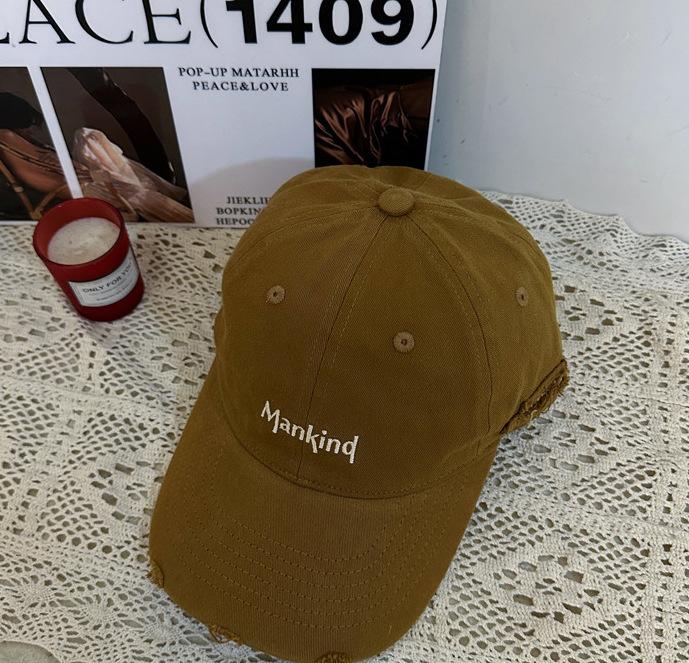 Embroidery Small Letters Solid Color Soft Top Hole Baseball Cap Men And Women Spring Casual Versatile Sunshade Sun Protection Japanese