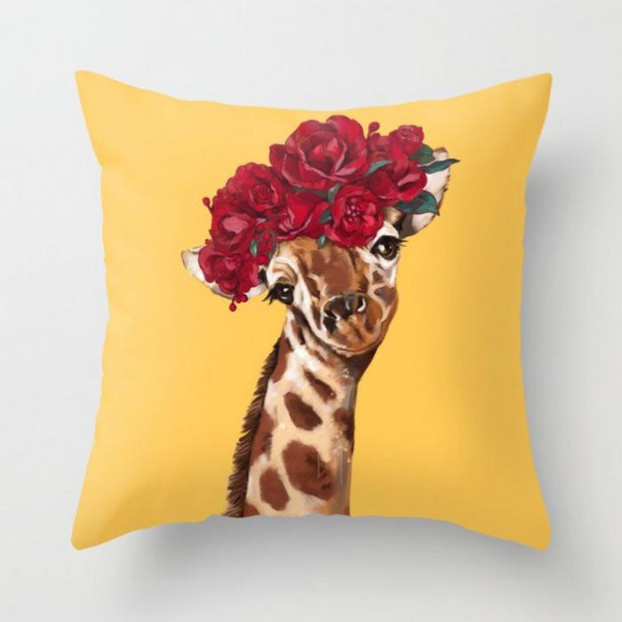 45x45cm Geometric Yellow Giraffe Animal Design Throw Pillow Cover Sofa Office Seat Car Lumbar Cushion Cushion Cover Home Decor