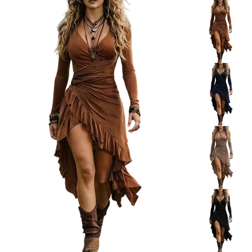 Damen Lässig und Modisch -farbenes Kleid