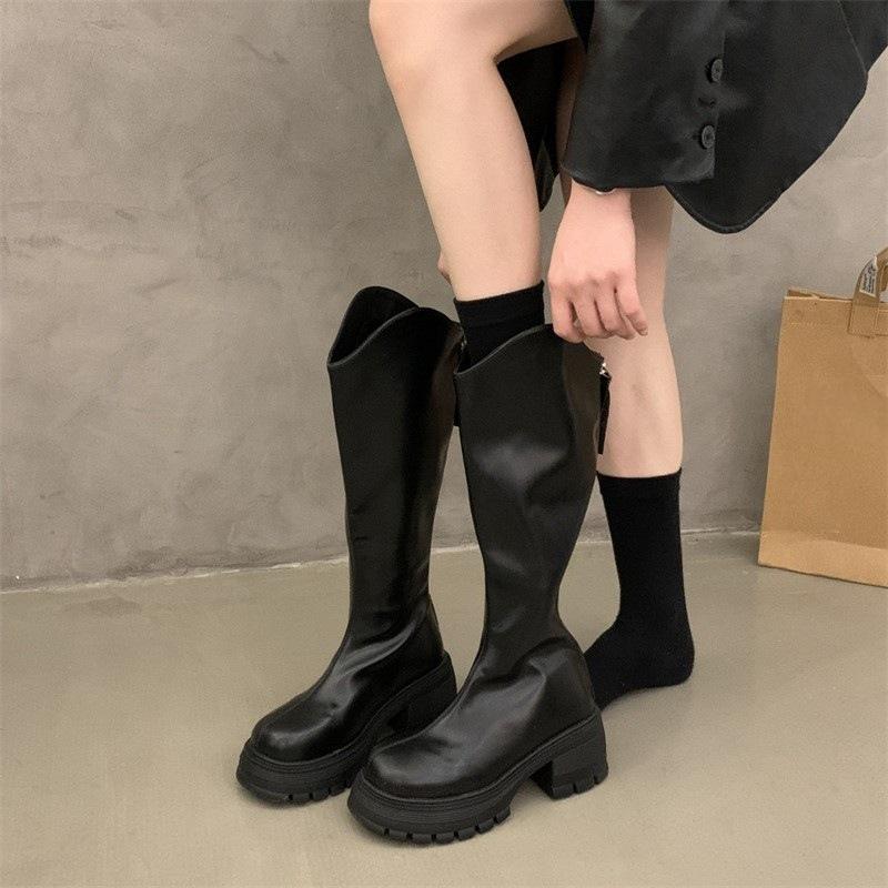 Thick-soled Knee-length Boots Women's New Height-increasing Small Boots Temperament Versatile Knight Boots for the Fall of 2025