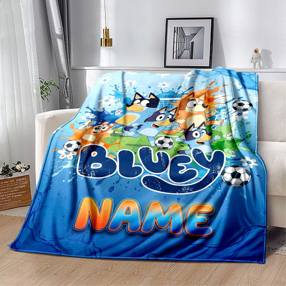 Cartoon Soccer Stars Trophy Customize Text Blanket Gift Personalized Blanket Warmthful Decor Great for Seaside Home Decor Livingroom Sofa