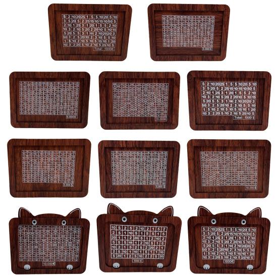 Wooden Money Box with Counter Savings Target And Numbers Money Saver Coin Bank Reusable Cash Vault Savings Box for Kids And Adults Savings Challenge