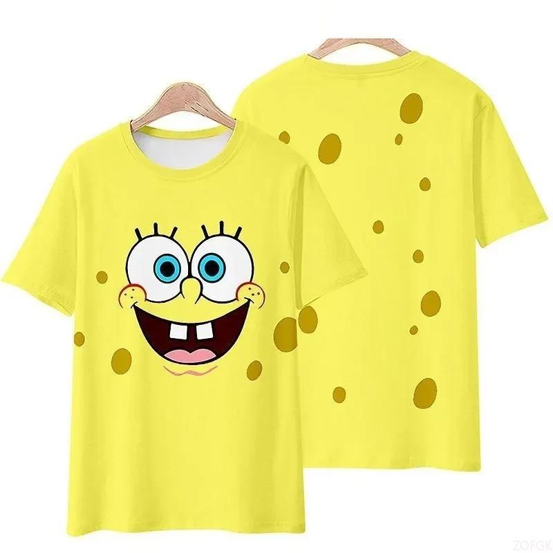 

Kid Cute SpongeBob SquarePants 3D Print Sport Fast Dry Tshirt Casual Women Short Sleeved Adult Children s Parent Child T shirts 100