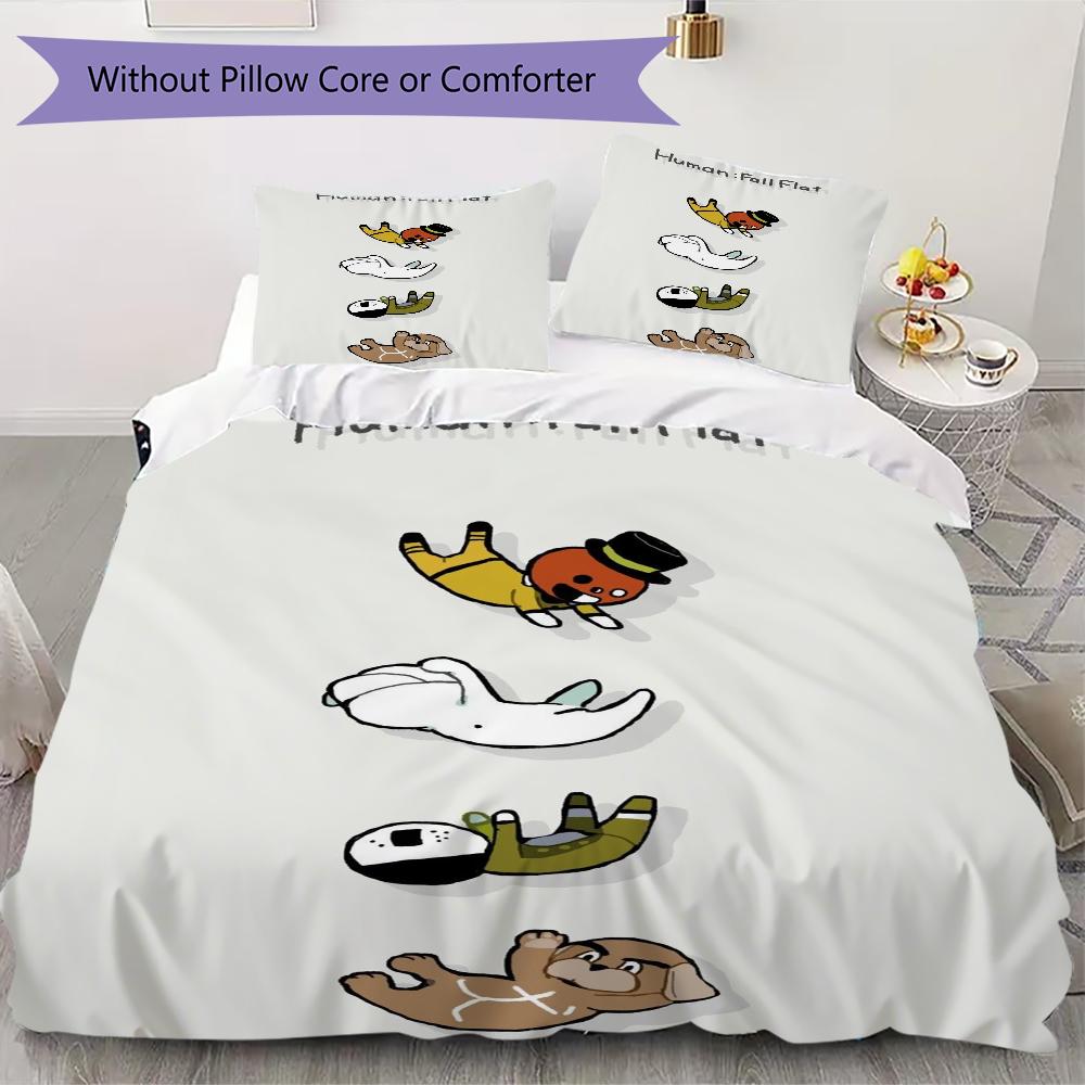 human fall flat Pattern Bedding,Quilt Set Quilt Cover Pillowcase Home Birthday Gift(1 * duvet cover + 2 * pillowcase, without core)_lx