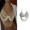 Pearls Body Chain Multilayer Chest Chains Festival Raves Body Chain Harness Body Accessories Jewelry for Women Girls