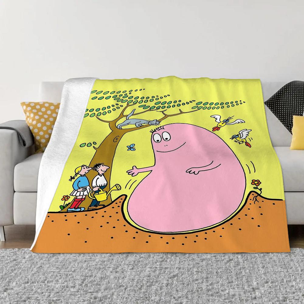 Les-Barbapapa Throw Blanket King Size Fluffy Plaid Throws Blankets for Sofa Luxury Bedding Beach Towel Home and Decoration Knee