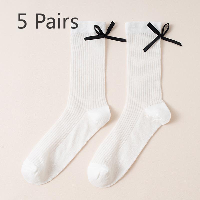 5 Paar Damen Frühling und Herbst Ziehen Sie eine schöne Schleife Ballett-Socken
