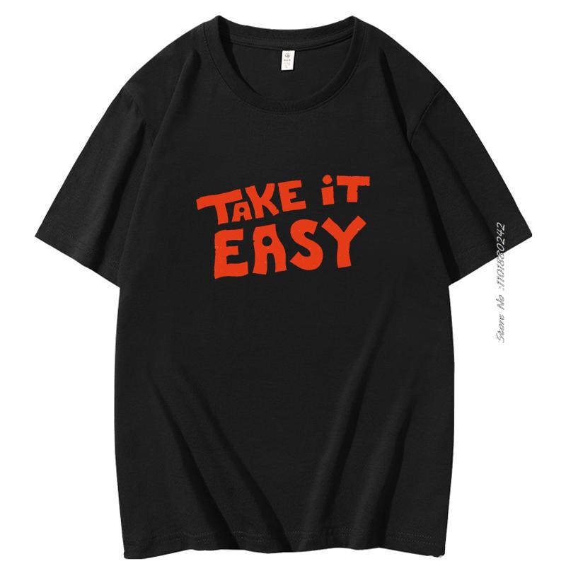 Take It Easy Funn Cartoon Graphic Tops Cotton Tshirt Unisex Fashion Streetwear Aesthetic Unique Hipster Short Sleeve Tshirts