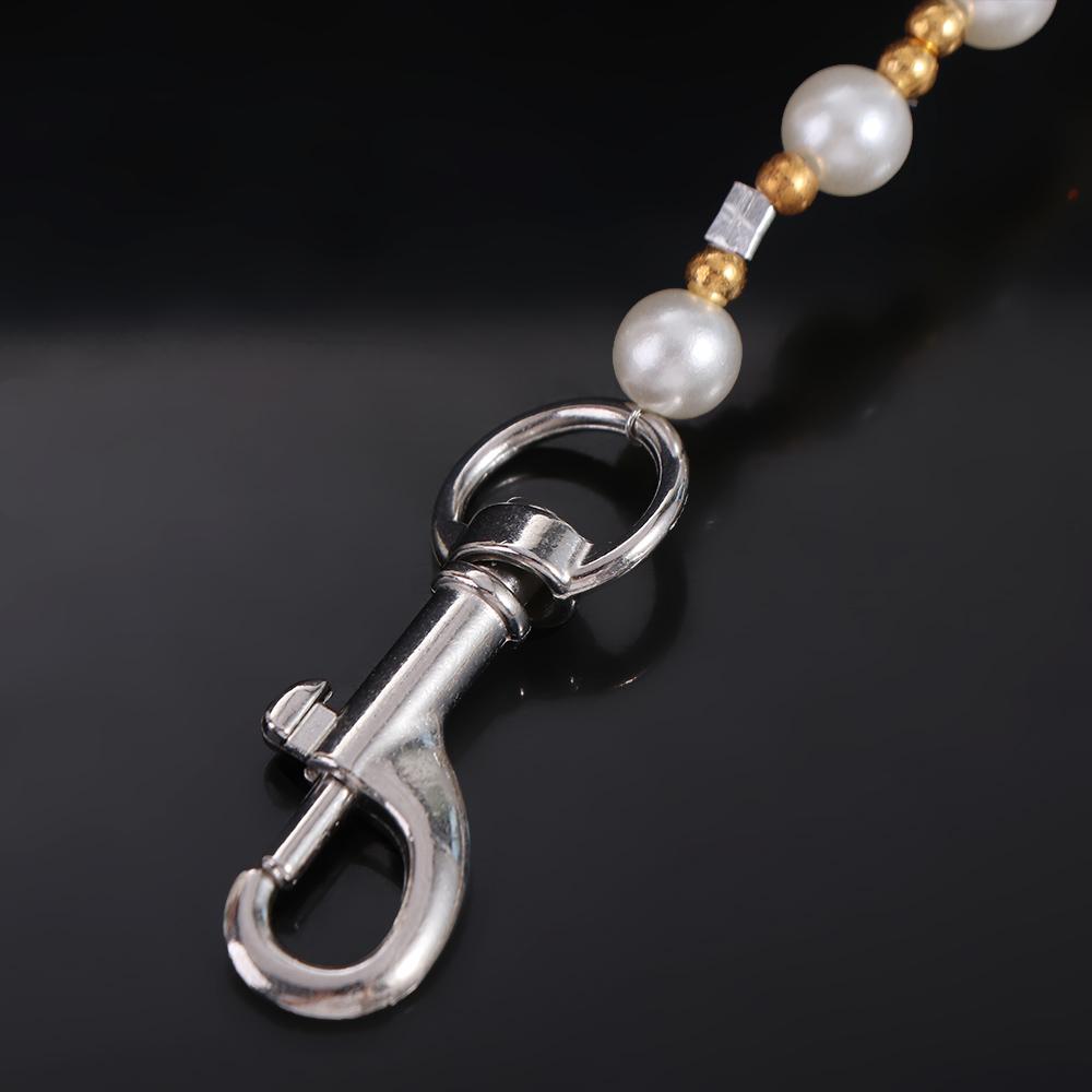 120cm Pearls Dog Harness Leash Luxury Strong Beaded Dog Leash Alloy Hook Elegant Pet Training Lead Leashes Walking Traction