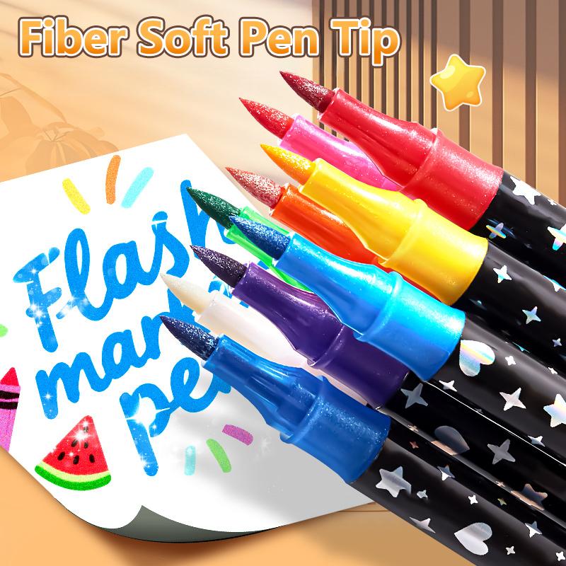 Glitter Dual Tip Markers Water Based Acrylic Paint Pens for Wood Canvas Stone Rock Painting Glass Ceramic Surfaces DIY Crafts