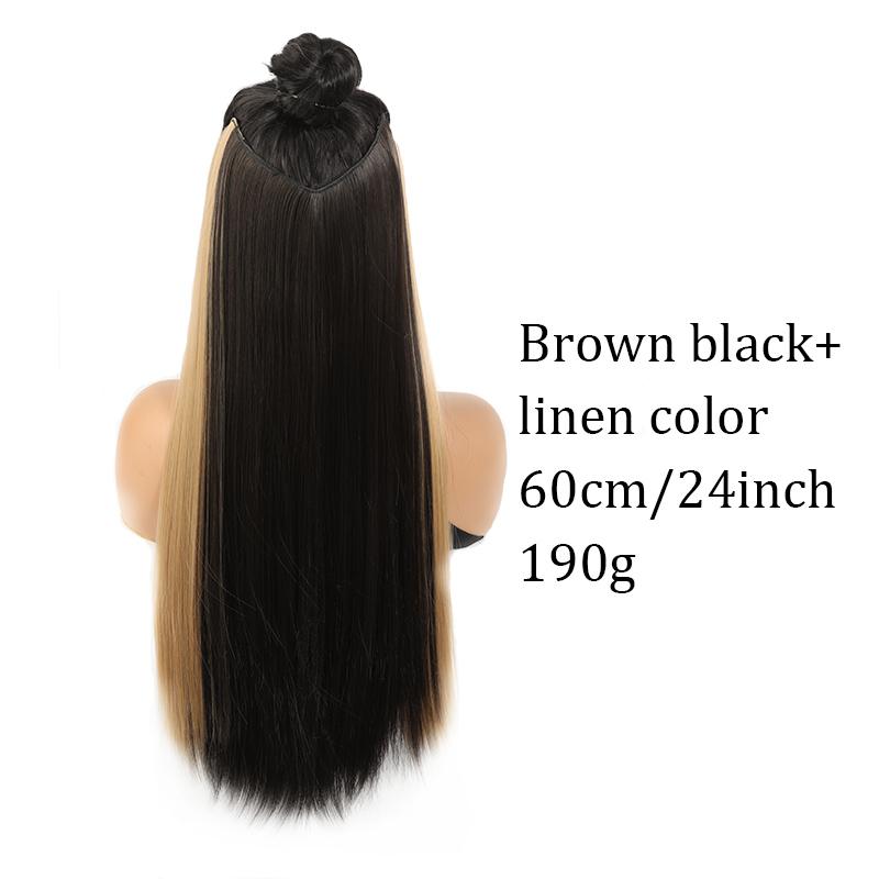 

Цельный парик с ушами, окрашенный в форме буквы V, для женщин, длинные прямые волосы, натуральный, невидимый и бесшовный, окрашенный в отдельные участки волос