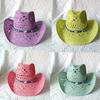 New Purple 2024 Cowboy Straw Hat Hand-woven Hollow Men's and Women's Summer Sun Hat Jazz Straw Hat Western Cowboy Hat Sombrero