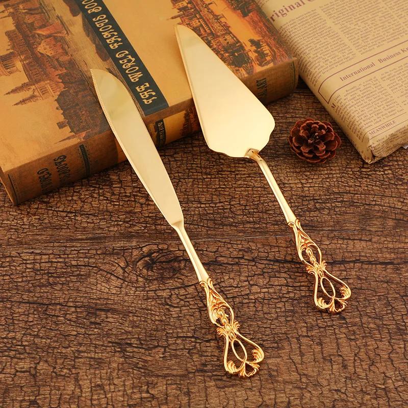 2Pcs Wedding Cake Knife and Shovel Pizza Bread Knife Wedding Supplies Cake Knife Triangle Bread Shovel Baking Tools