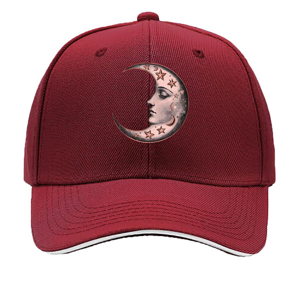 Vintage Celestial Moon Face Wall Art Sandwich Baseball Cap