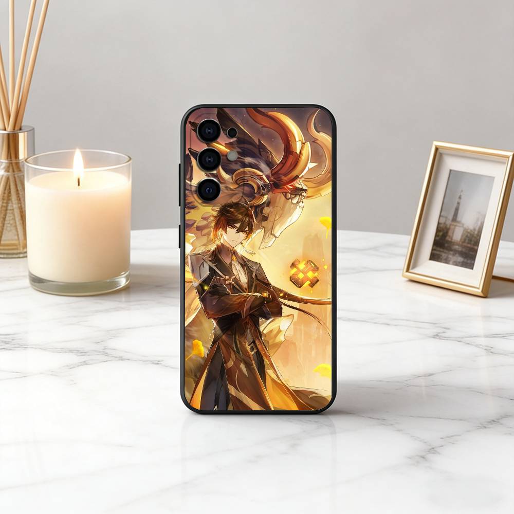 G-Genshin  Z-Zhongli-GIZ I-Impact Phone Case For Samsung S25,S24,S21,S22,S23,S30,Ultra,S20,Plus,Fe,Soft Silicone Black Cover
