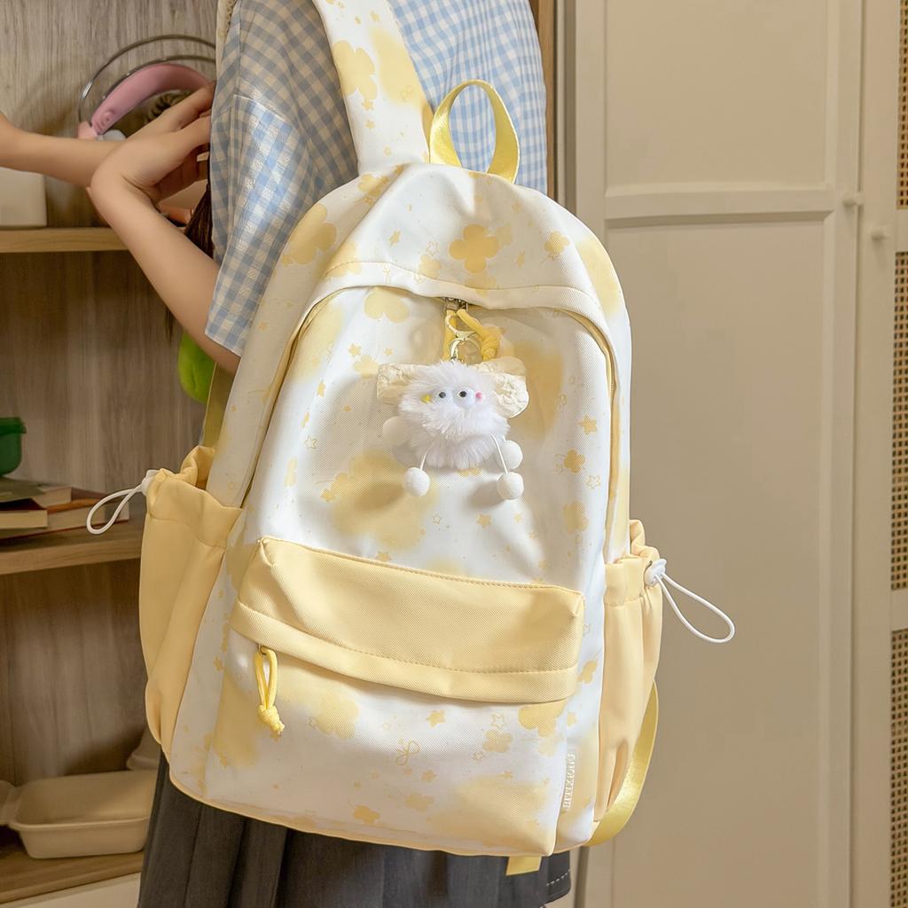 Schoolbag Korean version smudged ins wind fresh and sweet primary school schoolbag female high value versatile junior high school lightweight backpack