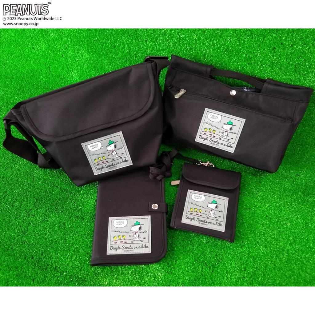 VANGUARD SNOOPY Bag Wallet Accessory Case Water Repellent Simple Thick Fabric Plain Black Cute Tag Beagle Scout Snoopy Woodstock Shoulder Bag Women's