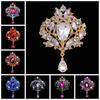 Retro Vintage Flower Badge Rhinestone Lapel Pins Linden Leaf Brooch  Suit Accessories