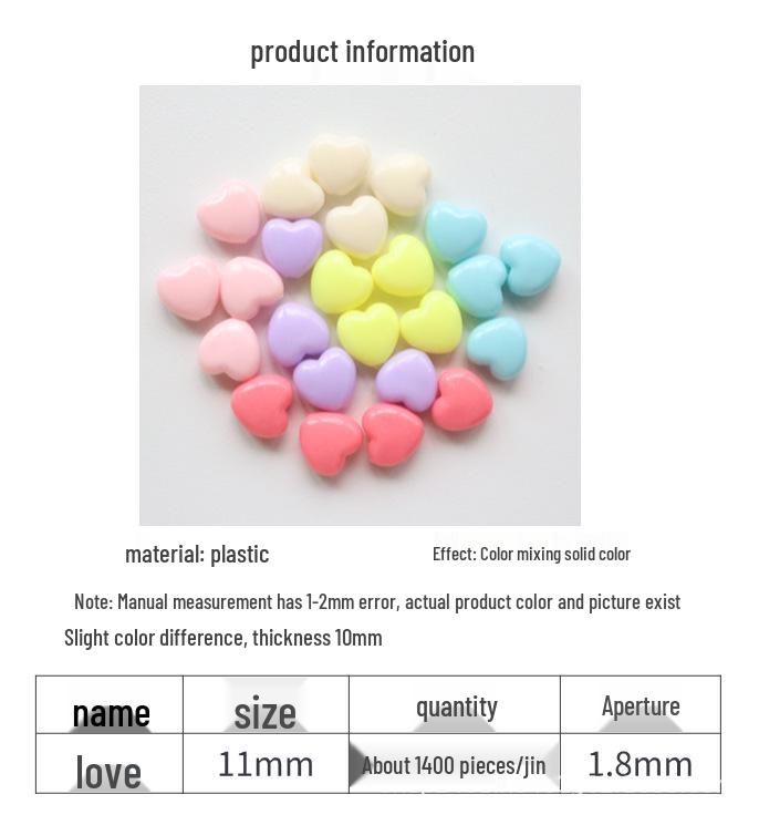Colorful Cute Heart-Shaped Plastic Beads for DIY Jewelry & Phone Chains