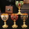 Wine Glass, Carved Mini Spirit Vodka Cup, Vintage Alloy Portable White Wine Goblet, Tabletop Living Room Decoration, 30ml,1pcs