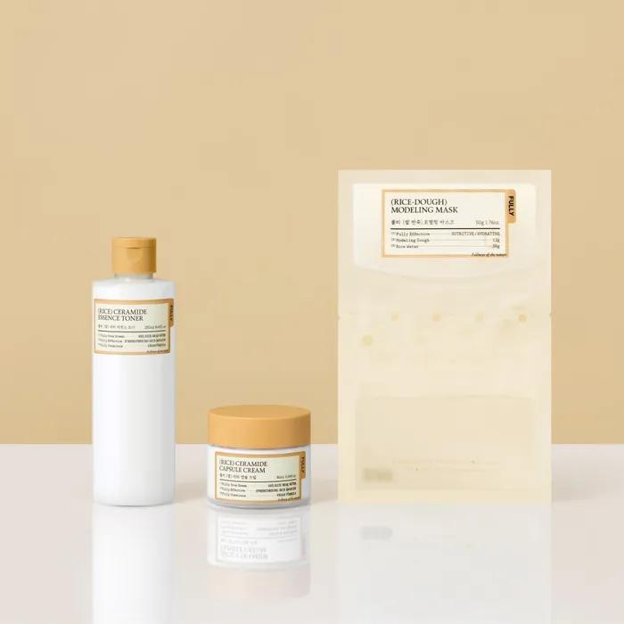 Puli Rice Ceramide 3-Piece Set Toner 250ml + Cream 90ml + 1 Mask