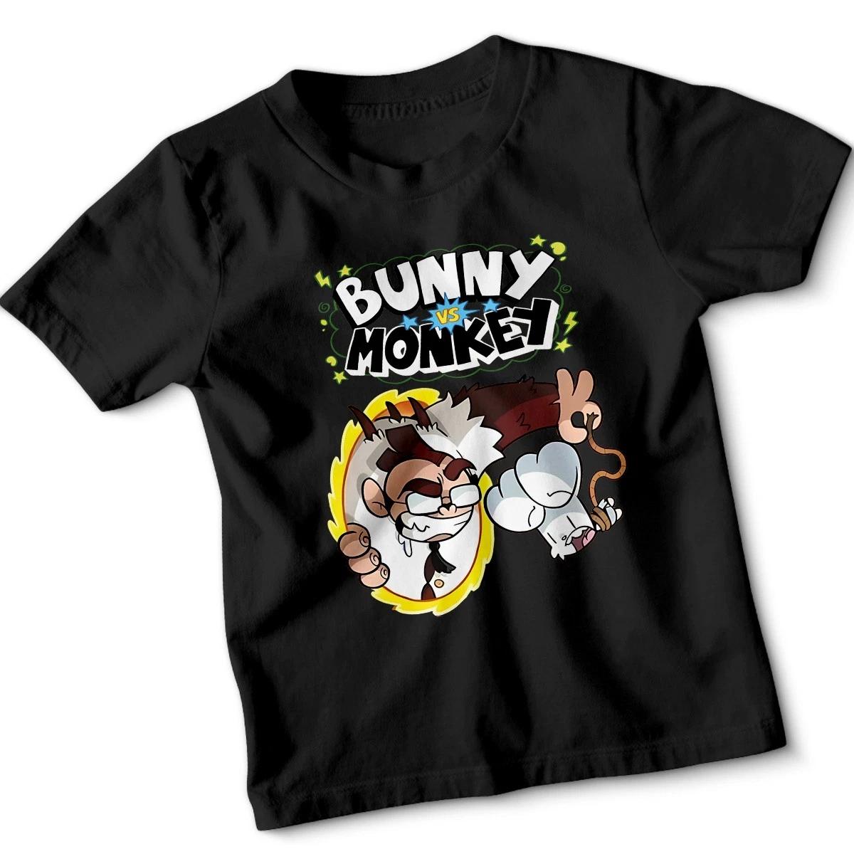 Bunny Vs Monkey Funny Cartoon Story Kids Tshirt Book Day Gift Boys Girls 140