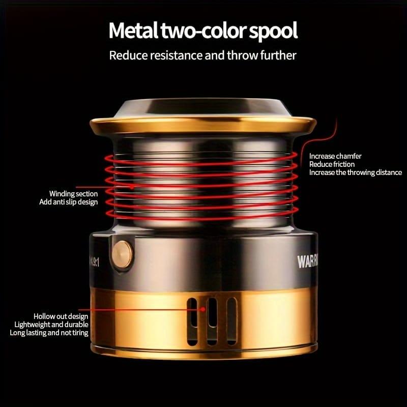 Double Unloading Front and Rear Brake Fishing Reel Full Metal Spool for Both Left and Right Hand Use Aluminum Alloy and Nylon Construction