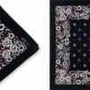 Trifong Bandana Black 100% Cotton Floral Pattern Adult Paisley Handkerchief Unisex Men's Large 55cm X 55cm