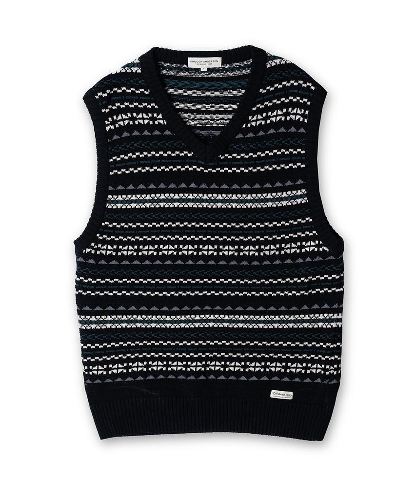 Edeunbeoleokeulleob Fair Isle V-Neck Vest (Black)