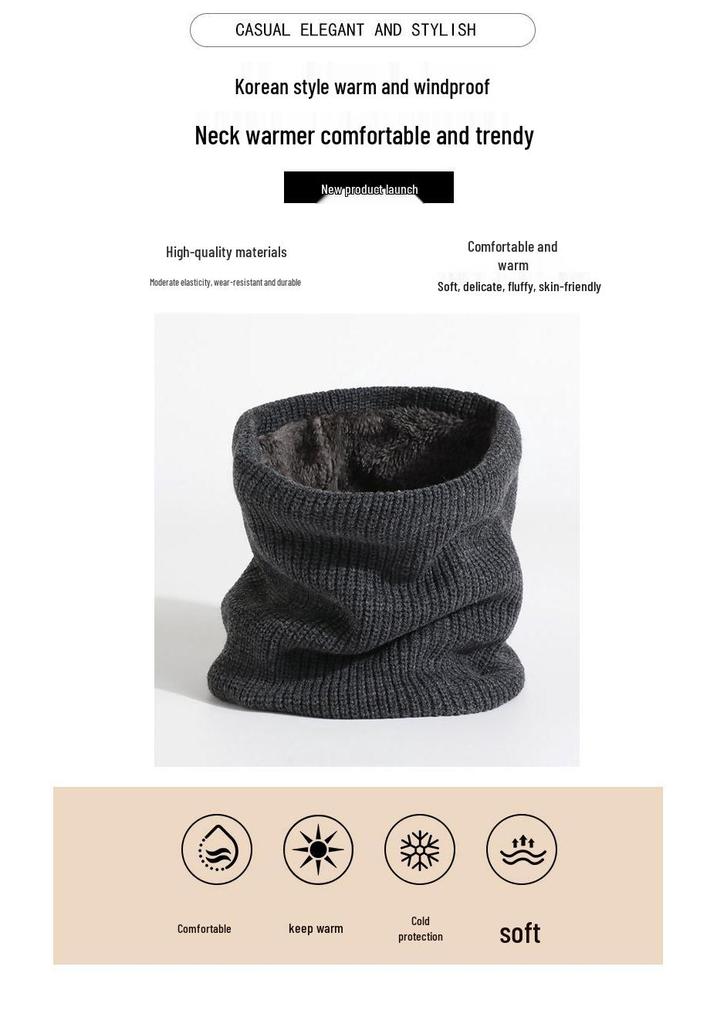 2025 Autumn-Winter Velvet Knit Neck Warmer: Windproof, Warm, Versatile Scarf in Solid Color