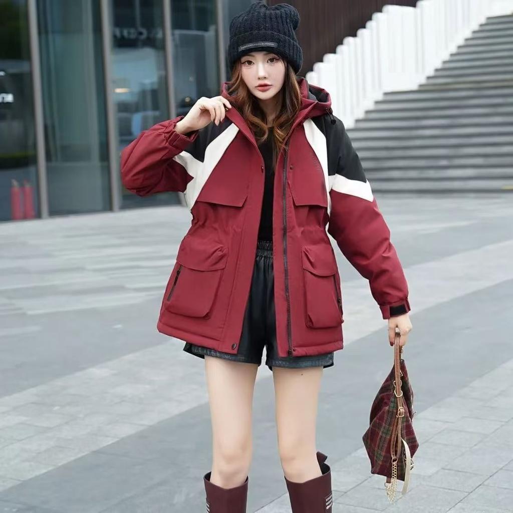 Latest Tooling Charge Cotton-padded Jacket Hooded Thickened Autumn and Winter Womens Comfortable Fit Down Cotton-padded Jacket Womens Models