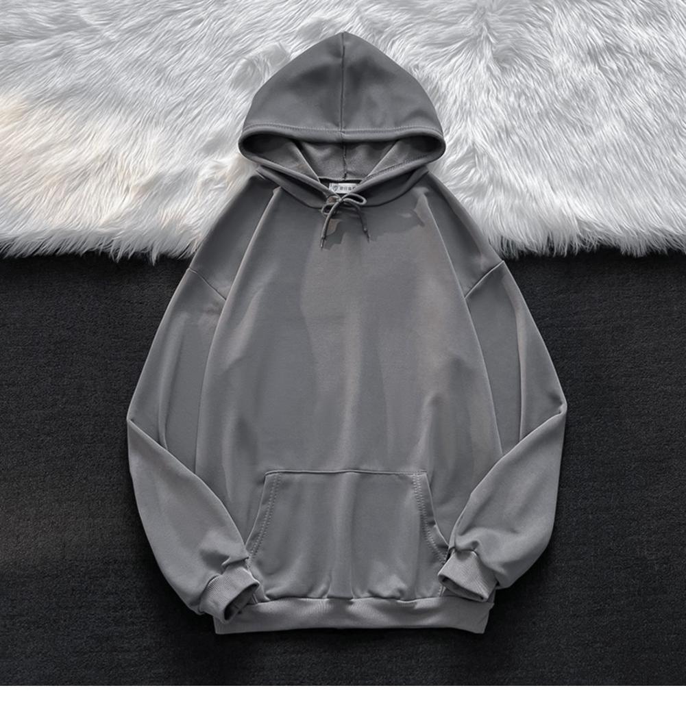 Spring and Autumn Hooded Sweater Men's Ins Hong Kong Style Retro Loose Large Size Solid Color Coat Korean Version Trend Hoodie